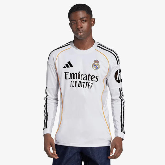 Real Madrid Home 25/26 Manga Longa Adidas - Branca