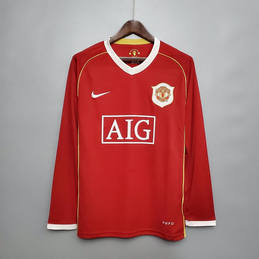 Manchester United Home Retro 06/07 Manga Longa Nike - Vermelho