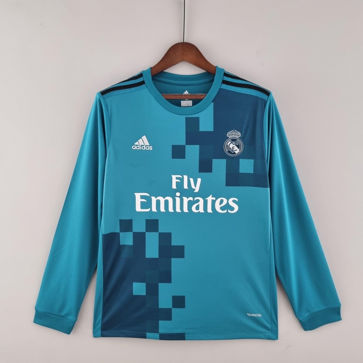 Real Madrid Away Retrô Manga Longa 17/18 Adidas - Azul