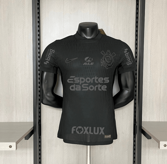 Corinthians Away 24/25 Jogador Com Todos Patrocinadores Masculino - Preta