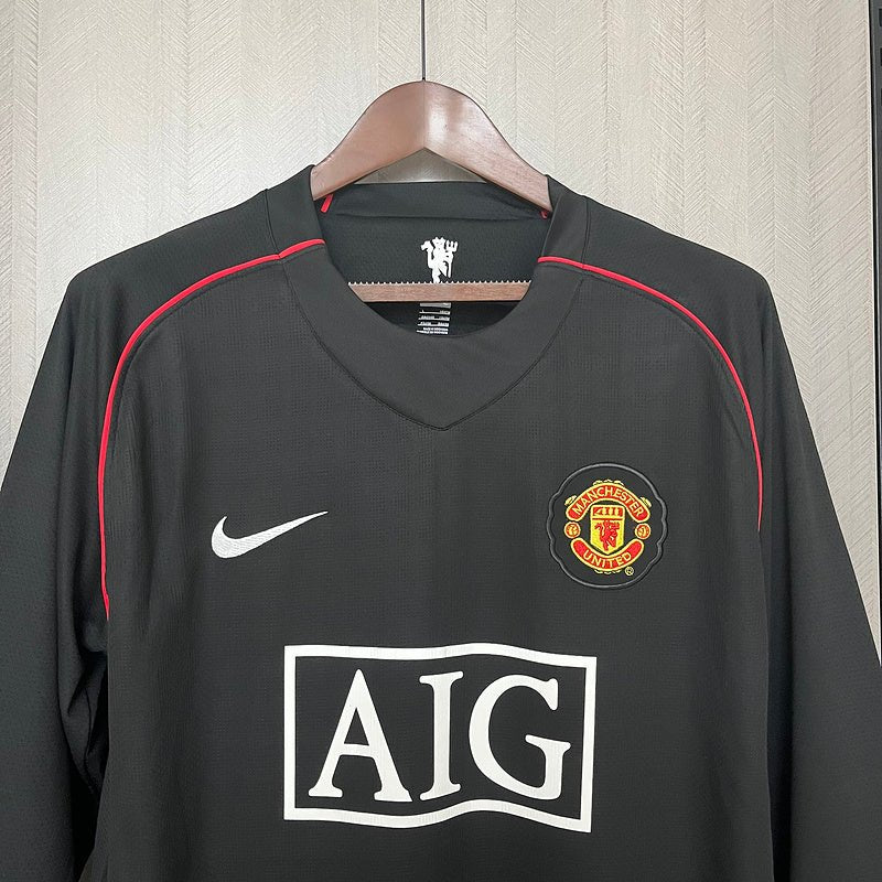Manchester United Away Retro 2007 Nike Manga Longa - Preta