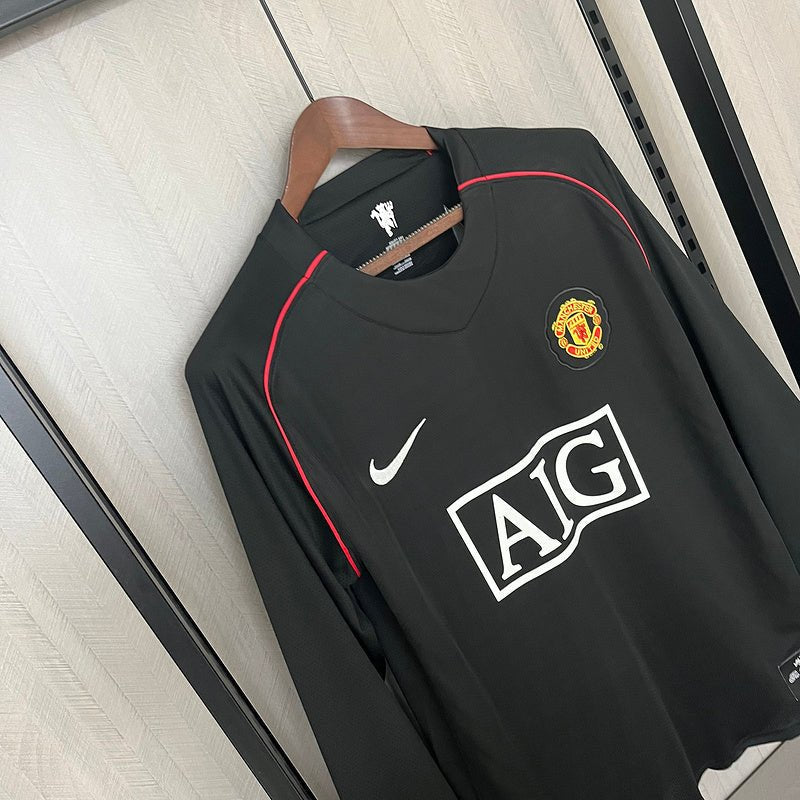 Manchester United Away Retro 2007 Nike Manga Longa - Preta