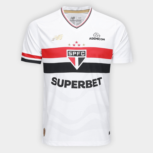 São Paulo Home 25/26 Jogador New Balance Masculina - Branco e Vermelho