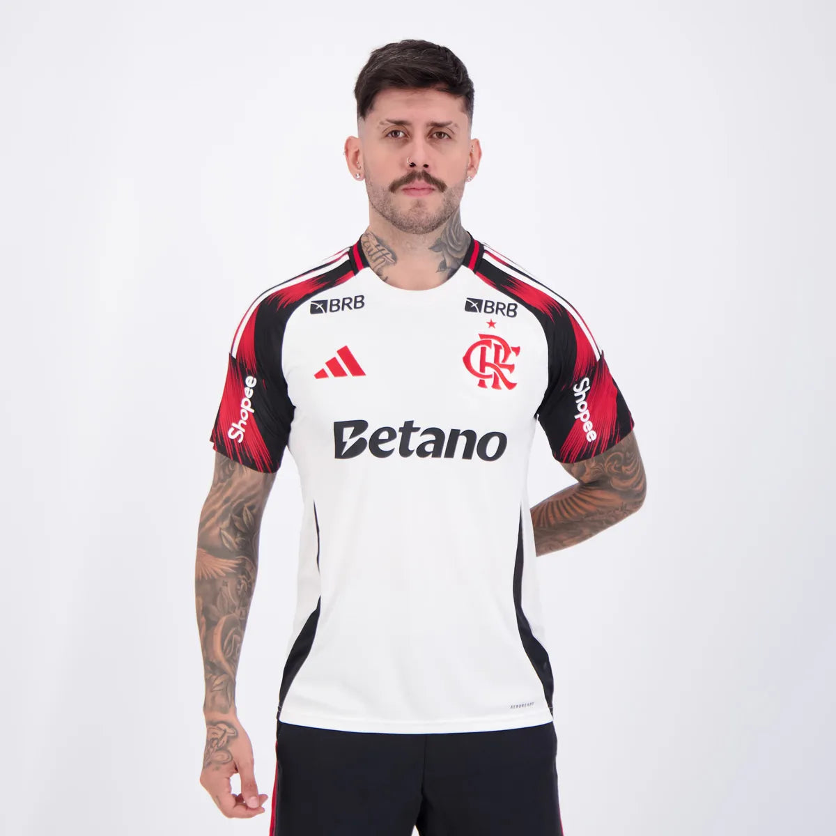 Flamengo Away 25/26 Torcedor Com Patrocínios Adidas Masculino - Branco
