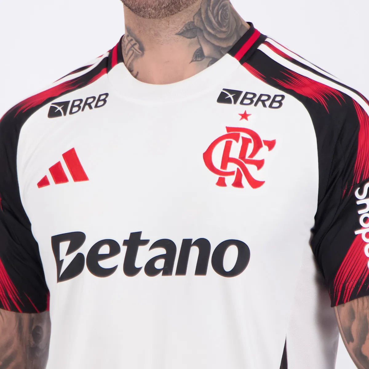 Flamengo Away 25/26 Torcedor Com Patrocínios Adidas Masculino - Branco