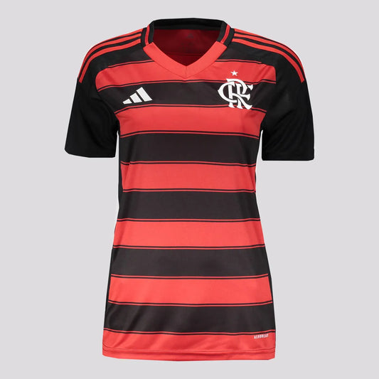 Flamengo Home 25/26 Adidas Torcedor Feminino - Vemelho e Preto
