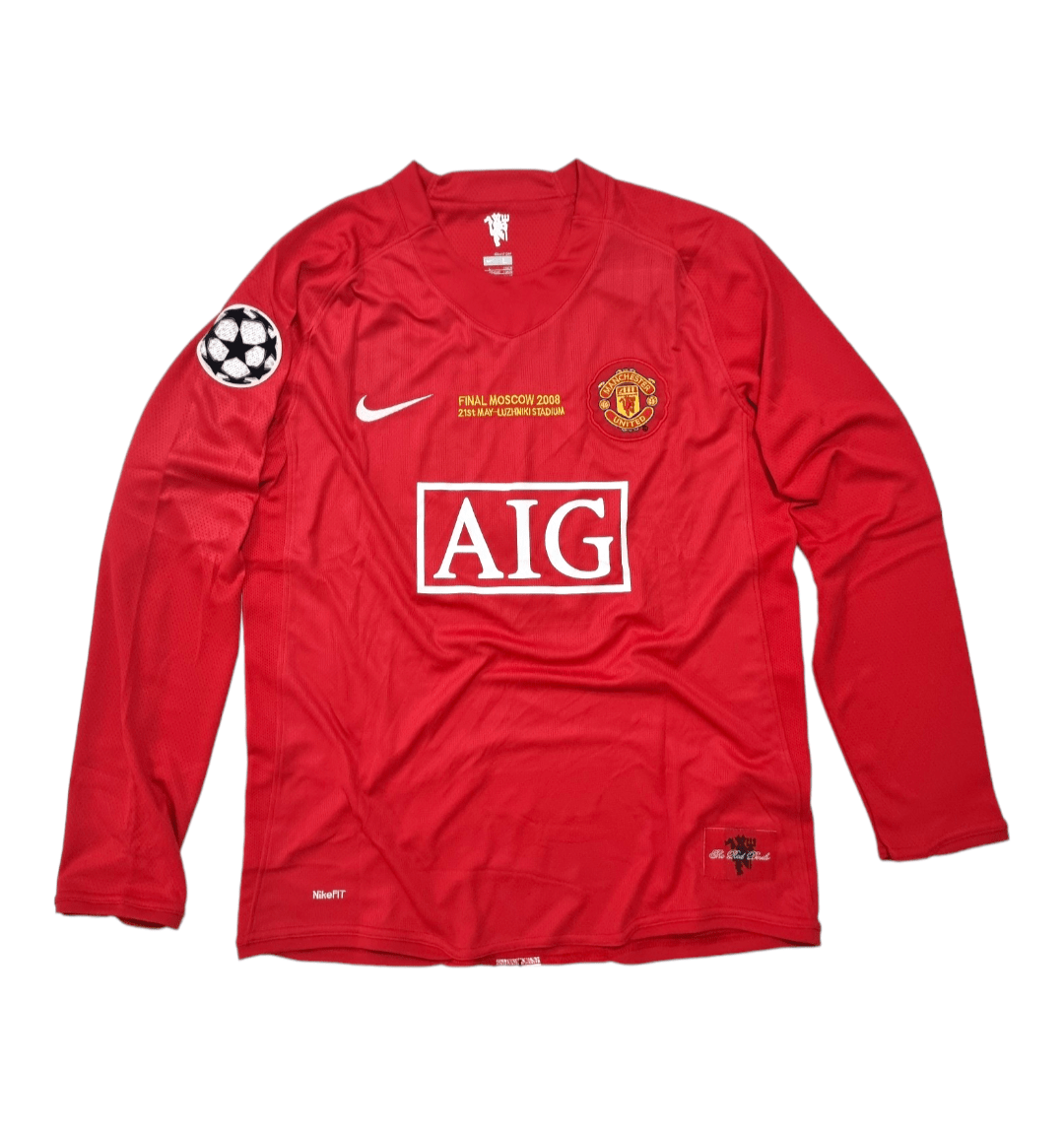 Manchester United Home 07/08 Manga Longa Com patchs Nike - Vermelha
