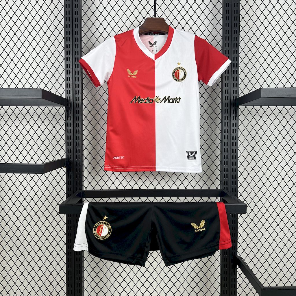 Kit Infantil Feyenoord Home 25/26 - Branca e Vermelho