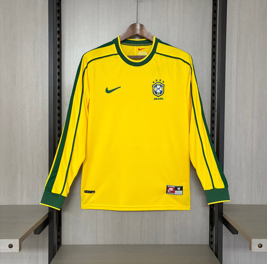 Brasil Home Retrô 1998 Manga Longa Nike - Amarela