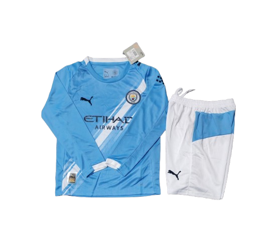 Kit Infantil Manchester City Home Manga Longa 25/26 - Azul