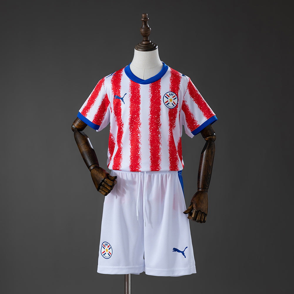 Kit Infantil Paraguai Home 26/27 - Branco e Vermelho