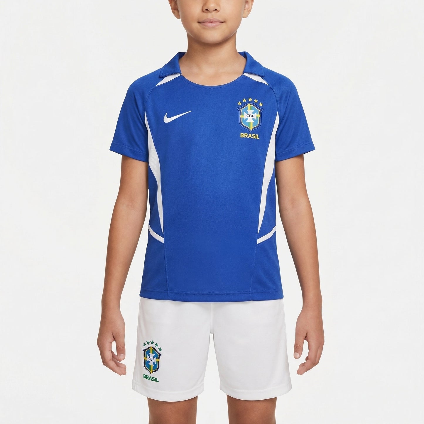 Kit Infantil Brasil Retro Away 2002 Feminino - Azul